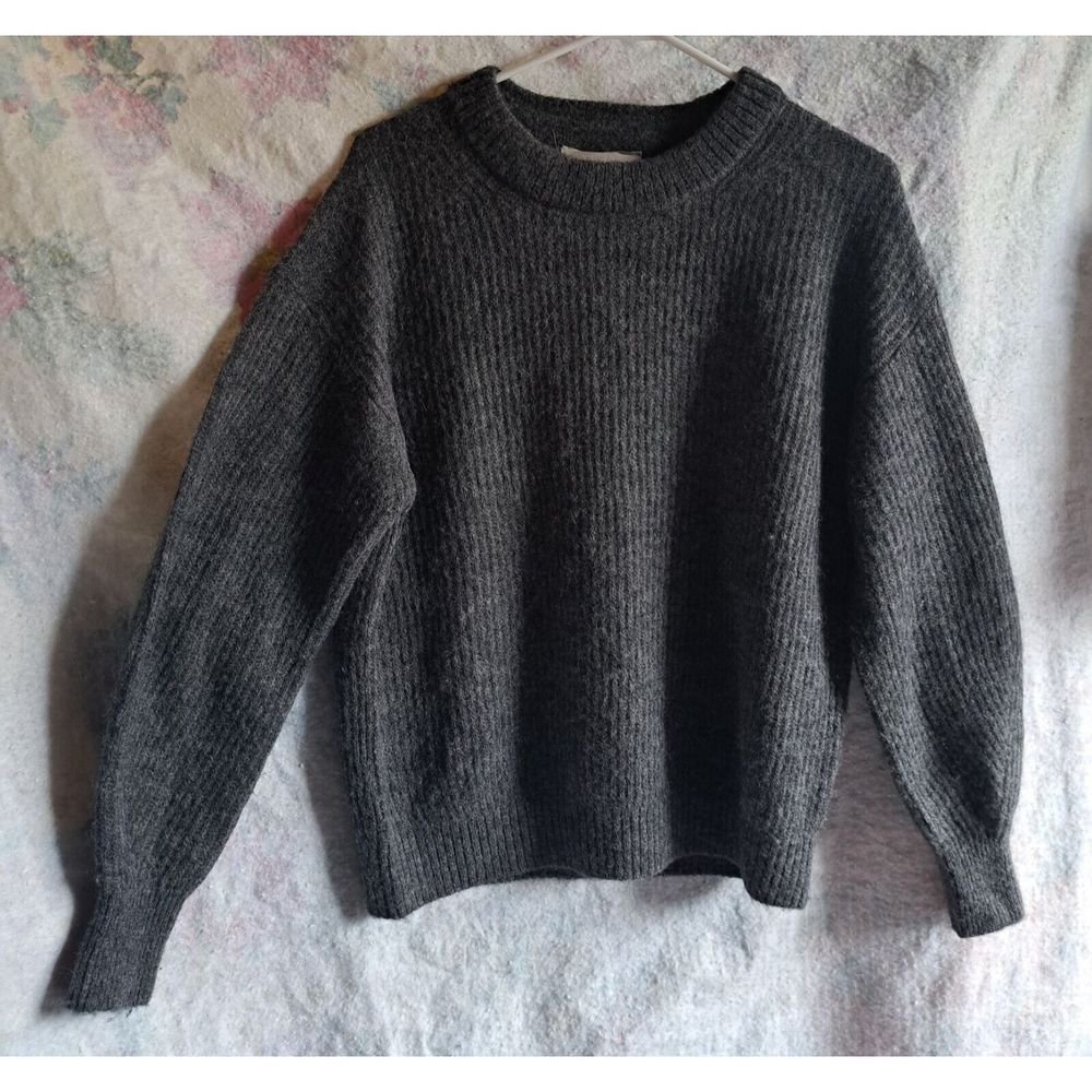 Everlane Womens Small Alpaca Wool Drop Sleeve Gray Sweater Dolaman